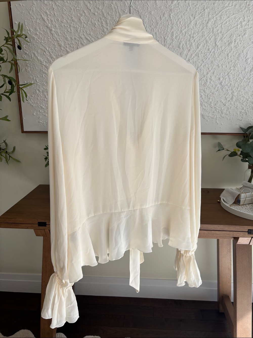 Dynamite Ivory Tie-Neck Ruffle Blouse - Picture 3 of 3